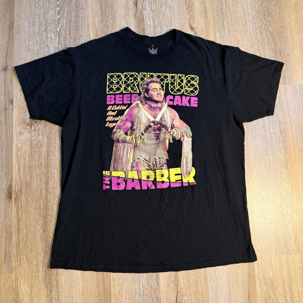 WWE Mens Black BRUTUS THE BARBER BEEFCAKE T-Shirt Size 2XL Graphic Wrestling Tee